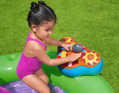 Игровой центр 295х190х137 см "Музыкальный" с разбрызгивателем, горкой и шариками, 349 л, от 2 лет (Bestway 53117 BW)