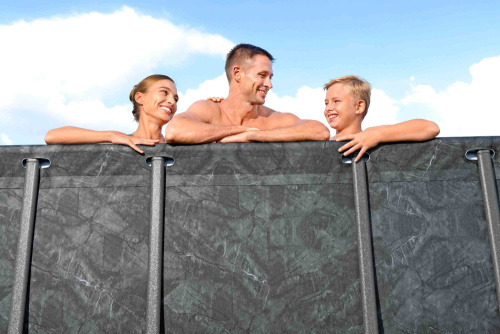 Каркасный бассейн Bestway APX 365, 549х274х132 см + песочный фильтр-насос 6056 л/ч, тент, лестница, наполнитель Polysphere (561KA BW)