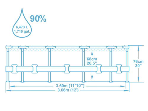 Каркасный бассейн Bestway Steel Pro 366х76 см (56706 BW)