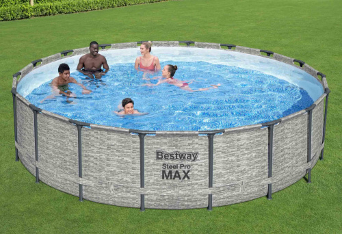 Каркасный бассейн Bestway Steel Pro MAX 549х122 см + фильтр-насос 5678 л/ч, лестница, тент (5618Y BW)