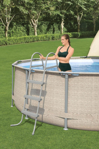 Каркасный бассейн Bestway 396х107 см + фильтр-насос 2006 л/ч, тент, лестница, навес от солнца (5614V BW)