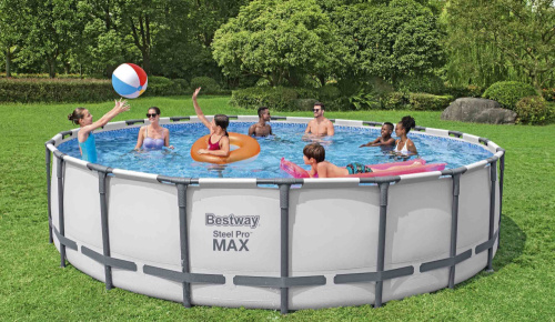 Каркасный бассейн Bestway Steel Pro MAX 610х132 см + фильтр-насос 9463 л/ч, лестница, тент (561FM BW)