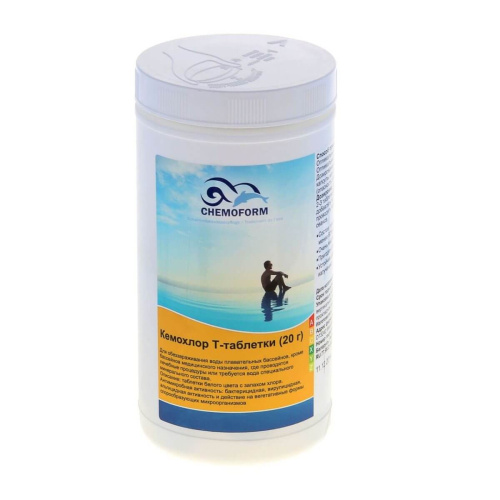 Кемохлор-Т-таблетки 20 г, медленнорастворимый хлор для непрерывной дезинфекции воды, 1 кг, Chemoform (0503001) Кемохлор-Т-таблетки 20 г, медленнорастворимый хлор для непрерывной дезинфекции воды, 1 кг, Chemoform (0503001)