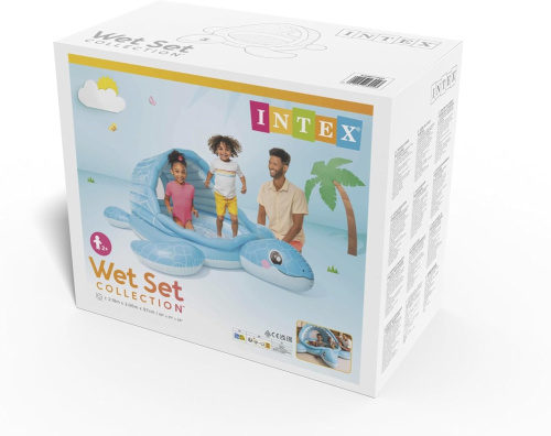 Детский надувной бассейн 218×206×97 см "Черепашье побережье" 119 л, от 3 лет (Intex 48677)