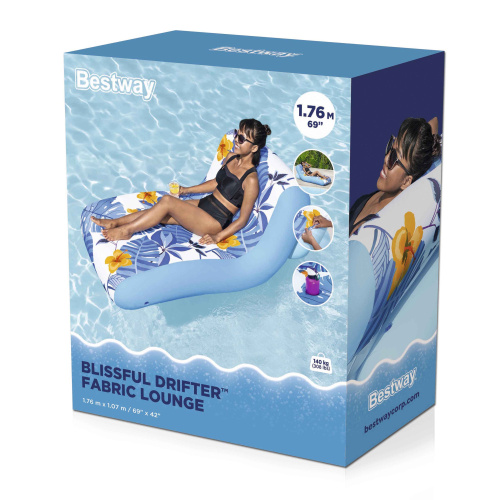 Надувной матрас-шезлонг для плавания 176х107 см, с тканевым чехлом (Bestway 43402 BW)
