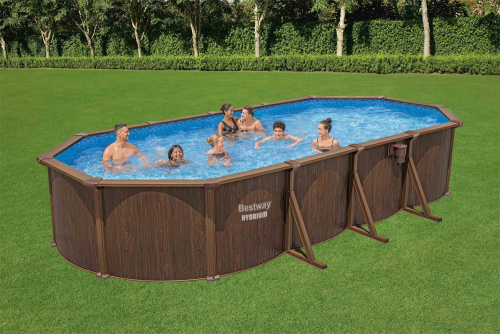 Стальной бассейн Bestway Hydrium Pool Set 732х366х132 см + песочный ф/насос 5678 л/ч, лестница, тент, подстилка (561CW BW)