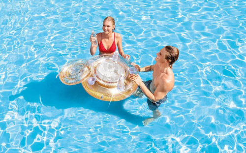 Плавающий холодильник 74 см "Glitter Mega Chill" с подстаканниками (Intex 56810)