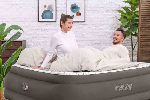 Надувная кровать Tritech Fashion Flock 203х152х56 см, встроенный насос 220V (Bestway 6713E BW)