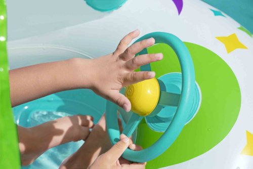 Надувная детская лодочка "Космос" 107х112 см, с тентом, от 3 лет (Bestway 34149 BW)