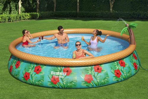 Бассейн надувной Bestway Fast Set Paradise Palms 457х84 см + фильтр-насос 2006 л/ч (57416 BW)