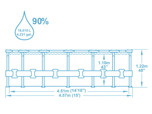 Каркасный бассейн Bestway 457х122 см + фильтр-насос 3028 л/ч, тент, лестница (56438 BW)