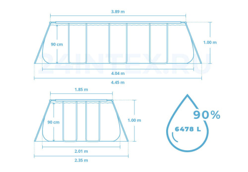 Каркасный прямоугольный бассейн Bestway 404х201х100 см + лестница, фильтр-насос 2006 л/ч (56441 BW)