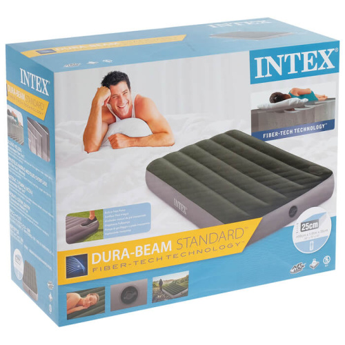 Надувной матрас Downy Airbed Fiber-Tech 99х191х25 см, со встроенным ножным насосом (Intex 64761)