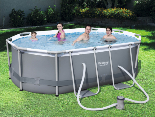 Каркасный овальный бассейн Bestway 300х200х84 см + фильтр-насос 1249 л/ч (56617 BW)