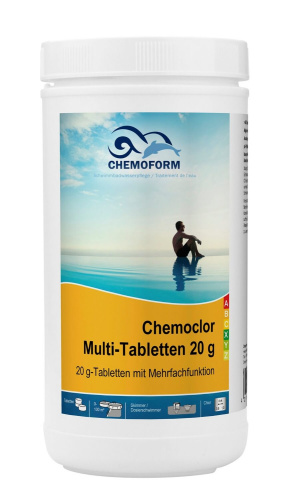 Мульти-таблетки медленнорастворимые по 20 г Chemoform "Всё-в-одном" для воды бассейна, 1 кг (0508001) Мульти-таблетки медленнорастворимые по 20 г Chemoform "Всё-в-одном" для воды бассейна, 1 кг (0508001)