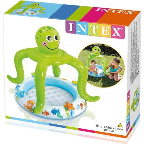 Детский надувной бассейн 102х104 см "Осьминожка" 45 л, от 1 до 3 лет, надувное дно (Intex 57115)