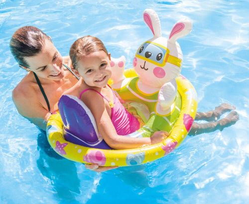 Надувной круг с сидением и со спинкой "Животные", от 3 до 4 лет (Intex 59570)