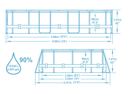 Каркасный овальный бассейн Bestway "Камень" 488х305х107 см + песочный ф/насос 3028 л/ч, лестница, тент (56946)