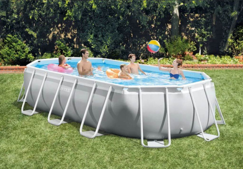 Каркасный овальный бассейн Intex Prism Frame 503х274х122 см + фильтр-насос 5678 л/ч, лестница, тент, подстилка (26796)