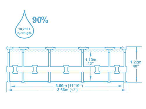 Каркасный бассейн Bestway 366х122 см, без аксессуаров (561QY BW)
