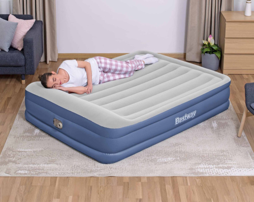 Надувная кровать Tritech 203x152x46 см, с подголовником, встроенный насос 220V (Bestway 67630 BW) Надувная кровать Tritech 203x152x46 см, с подголовником, встроенный насос 220V (Bestway 67630 BW)