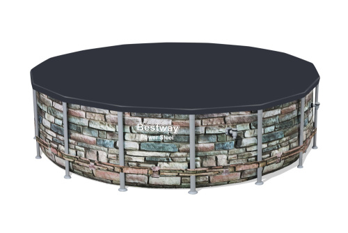 Каркасный бассейн Bestway 488х122 см + фильтр-насос 5678 л/ч, тент, лестница (56966 BW)