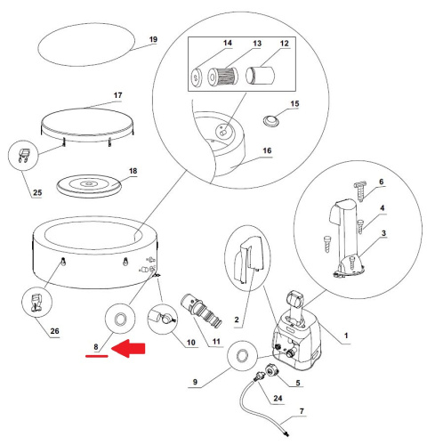 Входное/выходное кольцевое уплотнение блока управления СПА-бассейна (Intex 11699)