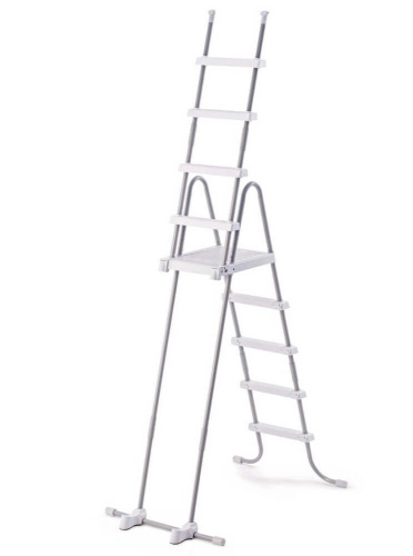 Лестница для бассейнов до 132 см, 4 ступеньки, с площадкой, с защитой (Intex 28077)