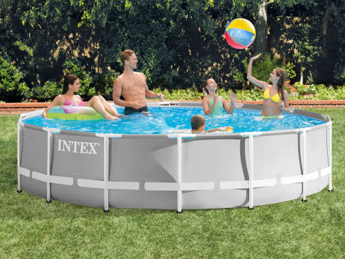 Каркасный бассейн Intex Prism Frame 427x107 см + фильтр-насос 3785 л/ч, лестница, тент, подстилка (26720)