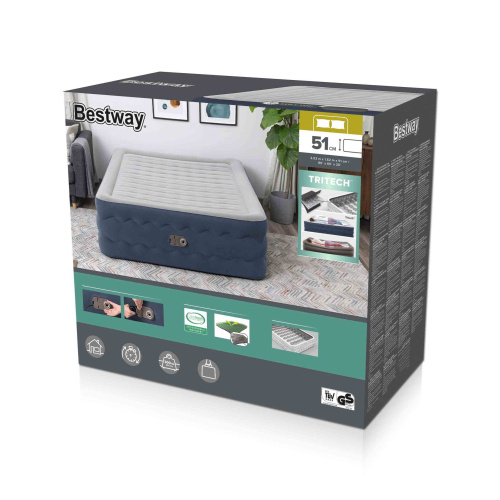 Надувная кровать Tritech 152х203х51 см, встроенный насос 220V (Bestway 6716P BW) Надувная кровать Tritech 152х203х51 см, встроенный насос 220V (Bestway 6716P BW)