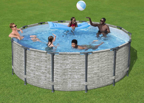 Каркасный бассейн Bestway 427х122 см + фильтр-насос 3028 л/ч, тент, лестница (5619D BW)