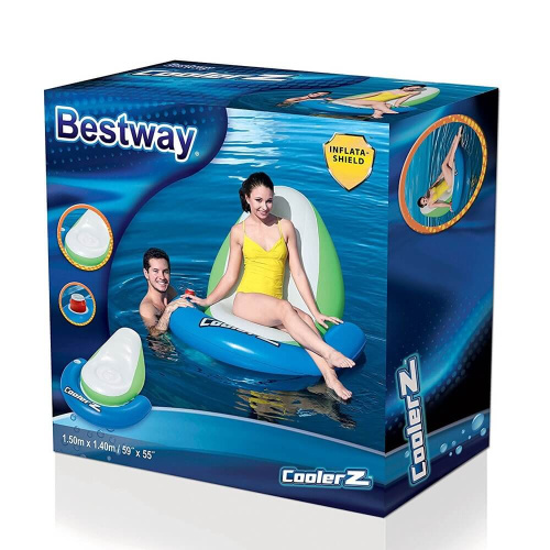 Надувной шезлонг для отдыха на воде, 150х140 см (Bestway 43136)
