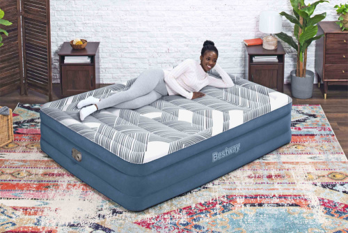 Надувная кровать Tritech Fashion Flock 203х152х46 см, встроенный насос 220V (Bestway 6713C BW) Надувная кровать Tritech Fashion Flock 203х152х46 см, встроенный насос 220V (Bestway 6713C BW)