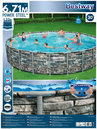 Каркасный бассейн Bestway 671х132 см + фильтр-насос 9463 л/ч, тент, лестница (56889 BW)