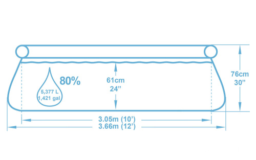 Бассейн надувной Bestway Fast Set Pools "Ротанг" 366х76 см + фильтр-насос 1249 л/ч (57445 BW)