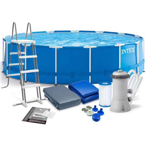 Каркасный бассейн Intex Metal Frame 457x122 см + фильтр-насос 3785 л/ч, лестница, тент, подстилка (28242) Каркасный бассейн Intex Metal Frame 457x122 см + фильтр-насос 3785 л/ч, лестница, тент, подстилка (28242)