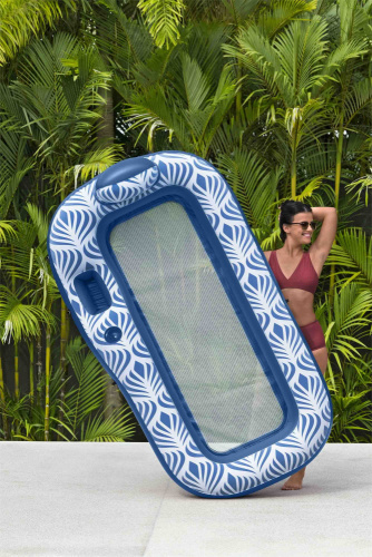 Надувной шезлонг для плавания 198x112 см с навесом, сеткой и подстаканником (Bestway 43732 BW)