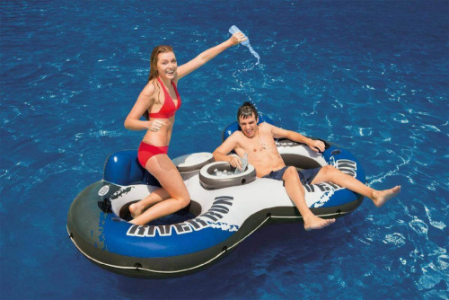 Плавательный круг для двоих 243x157 см "River Runs" с подстаканником и холодильником (Intex 58837)