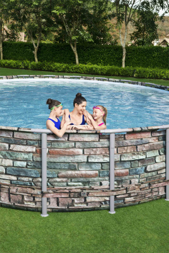 Каркасный бассейн Bestway 488х122 см + фильтр-насос 5678 л/ч, тент, лестница (56966 BW)