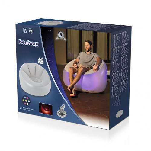 Надувное кресло Inflate-A-Chair с LED-подсветкой, 102x97x71 см (Bestway 75086 BW)