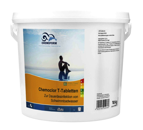 Кемохлор-Т-таблетки 20 г, медленнорастворимый хлор для непрерывной дезинфекции воды, 10 кг, Chemoform (0503010)