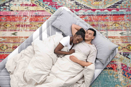 Надувная кровать Tritech Fashion Flock 203х152х36 см, встроенный насос 220V (Bestway 6712Y BW)