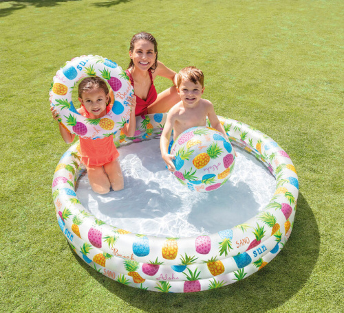 Детский надувной бассейн 132х28 см "Ананасы" 248 л, от 2 лет (Intex 59469)