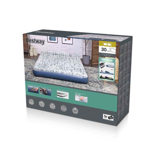 Надувной матрас Tritech 203x152x30 см, с подголовником, встроенный насос 220V (Bestway 67836 BW) Надувной матрас Tritech 203x152x30 см, с подголовником, встроенный насос 220V (Bestway 67836 BW)