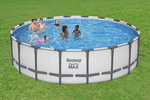 Каркасный бассейн Bestway Steel Pro MAX 549х132 см + фильтр-насос 5678 л/ч, лестница, тент (561FJ BW)
