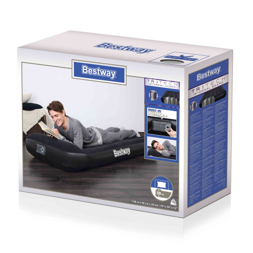 Надувной матрас Tritech 188x99x30 см, с подголовником и встроенным насосом (Bestway 67556 BW)