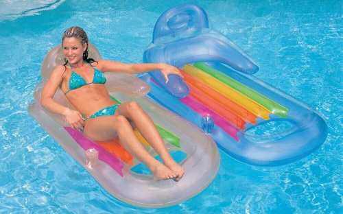 Надувной матрас-кресло для плавания 160х85 см, с окном, 2 цвета (Intex 58802)