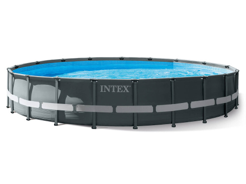 Каркасный бассейн Intex Ultra Frame, 610х122 см + песочный ф/насос, лестница, тент, подстилка (26334)