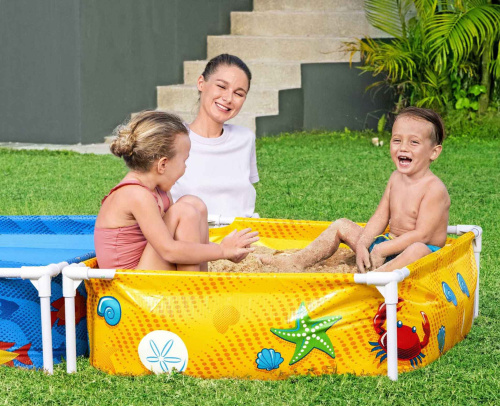 Детский каркасный бассейн с песочницей 213х122х30,5 см, 365 л + 200 л, от 2 лет (Bestway 561CF BW)
