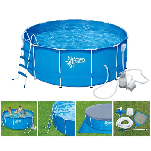 Каркасный бассейн Polygroup Summer Escapes 396х132 см + песочный ф/насос 4100 л/ч, лестница, настил, тент, набор д/чистки, скиммер (P20-1352-S)